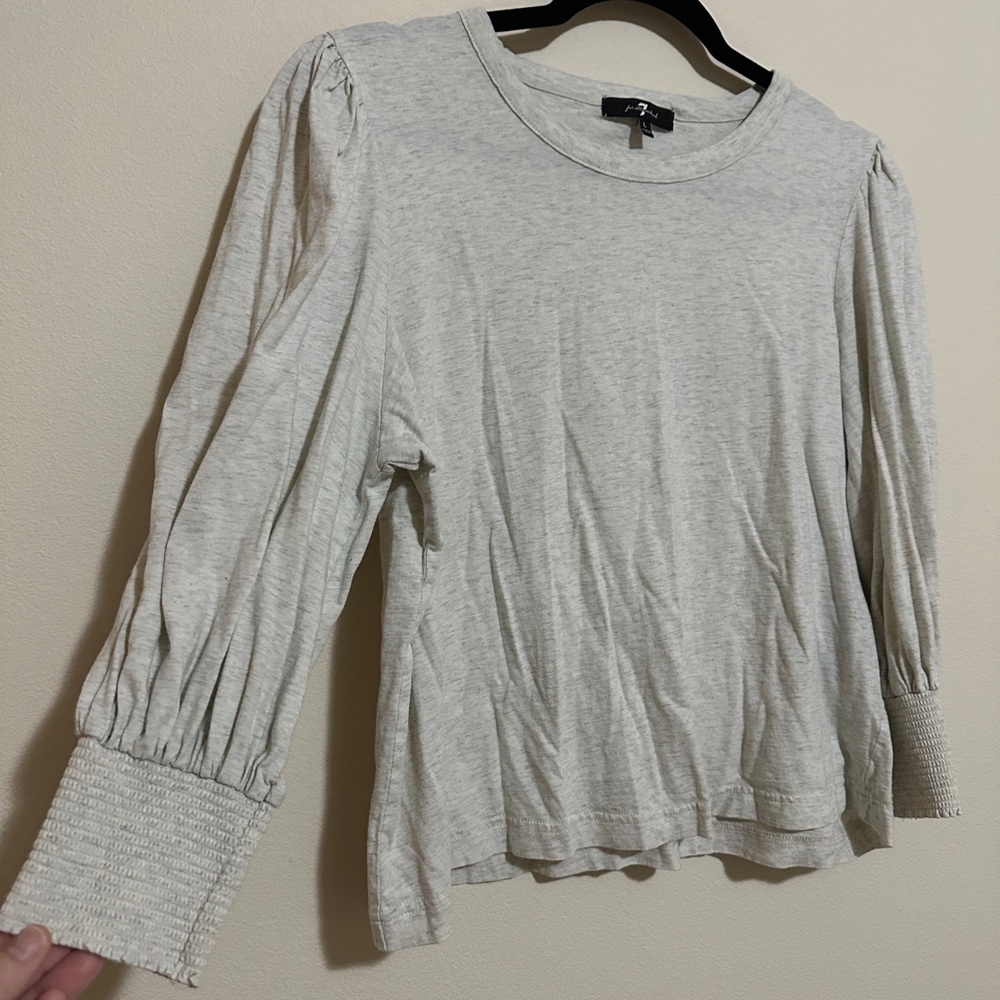 ♻️ 7 For All Mankind Cream/Gray Blouse - Picture 3 of 8